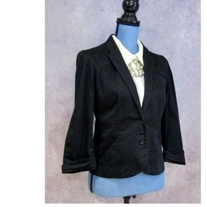Express Black Lightweight Blazer Rolled Sleeves 4